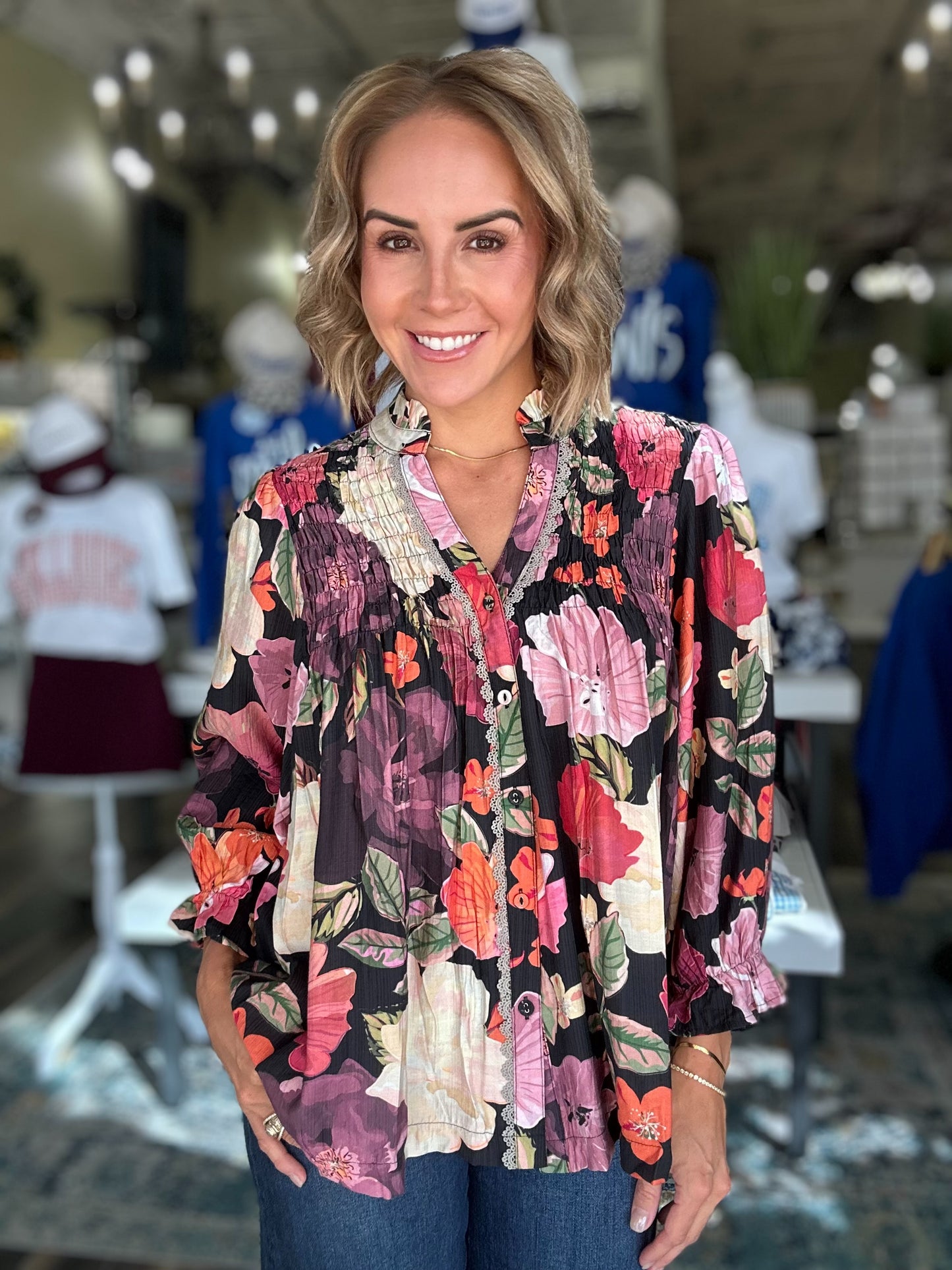 Falling For Floral Mixed Top