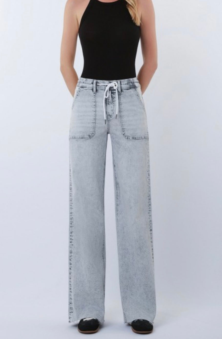Innovation Light Wash Drawstring Jean by Flying Monkey