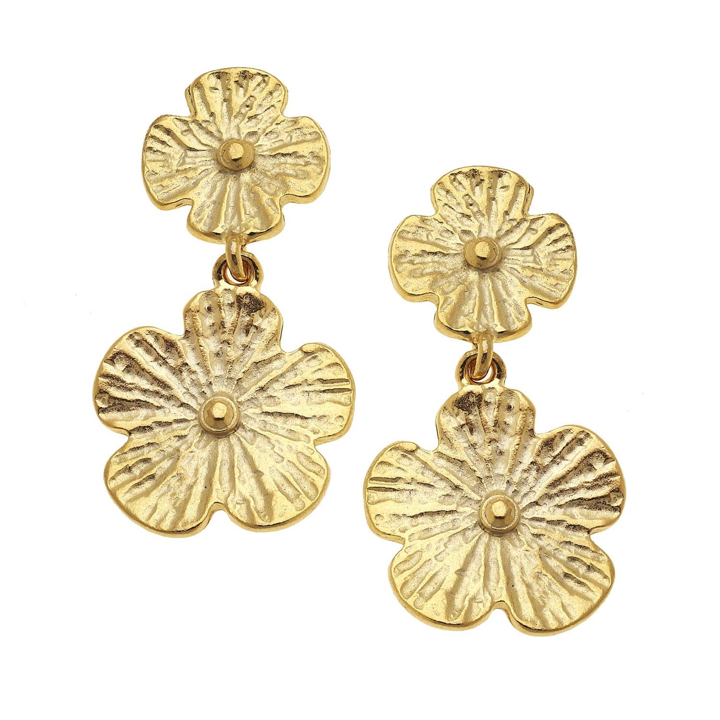 Susan Shaw Gold Double Flower Earrings