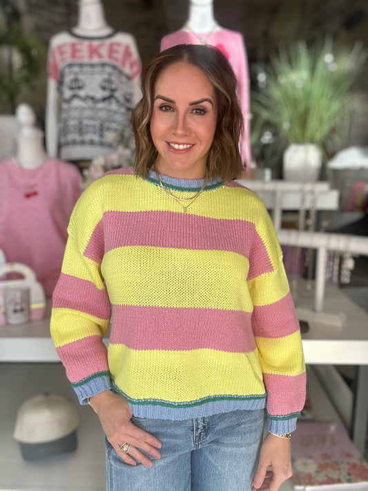 Pink Lemonade Striped Sweater
