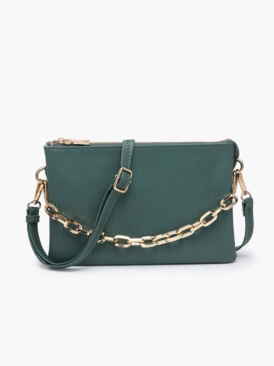 Izzy Textured Crossbody in Dark Green