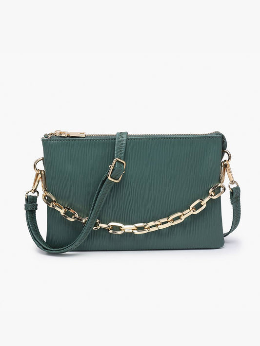 Izzy Textured Crossbody in Dark Green