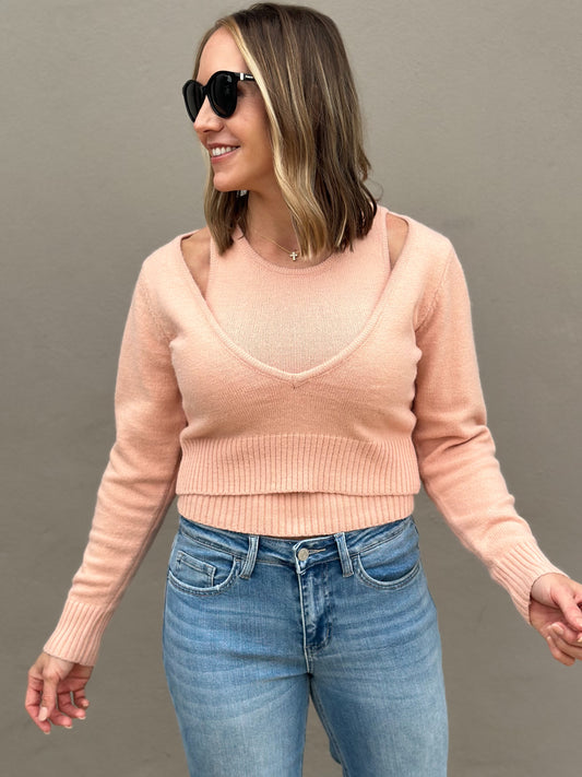 Blush Hour Layered Sweater Top