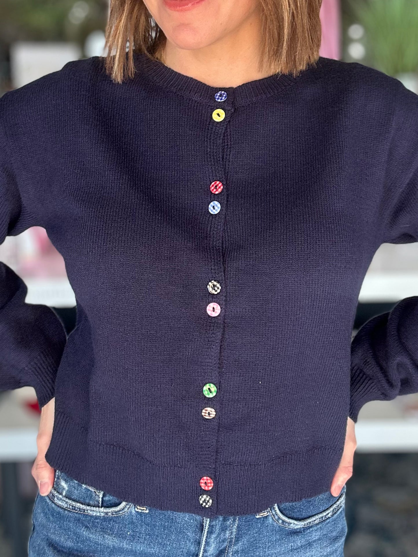 A Little Fun Cardigan Top in Navy