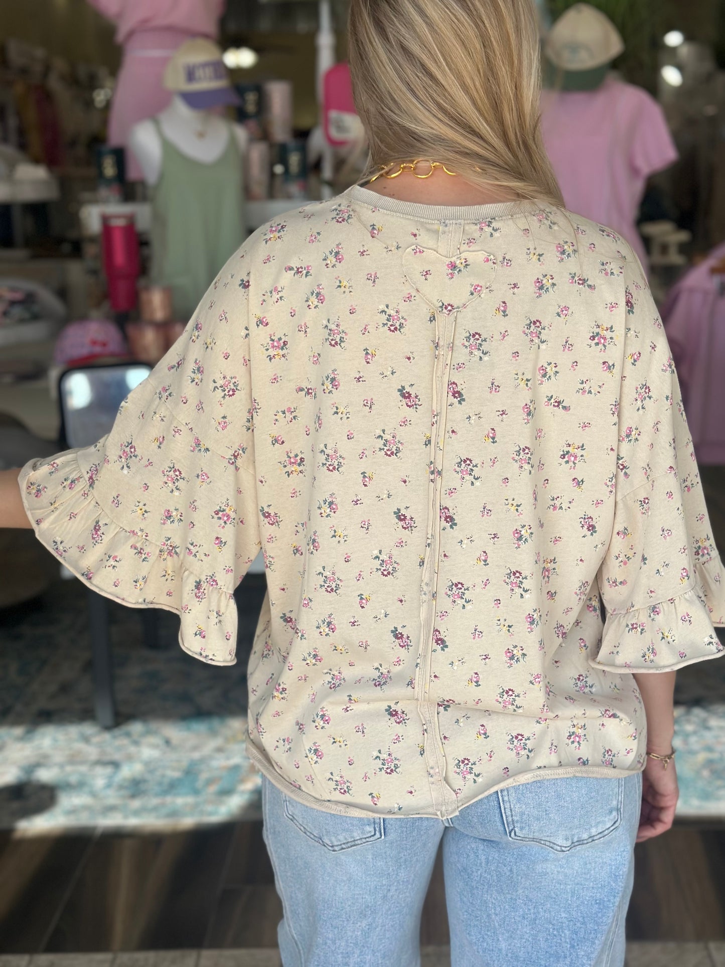 Floral Fields Top in Tan
