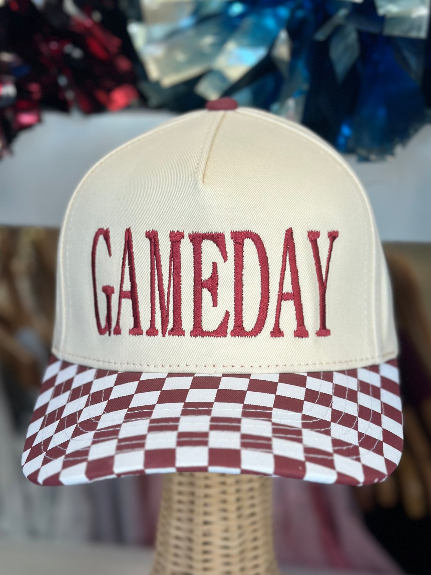 Gameday Checkered Cap in Maroon