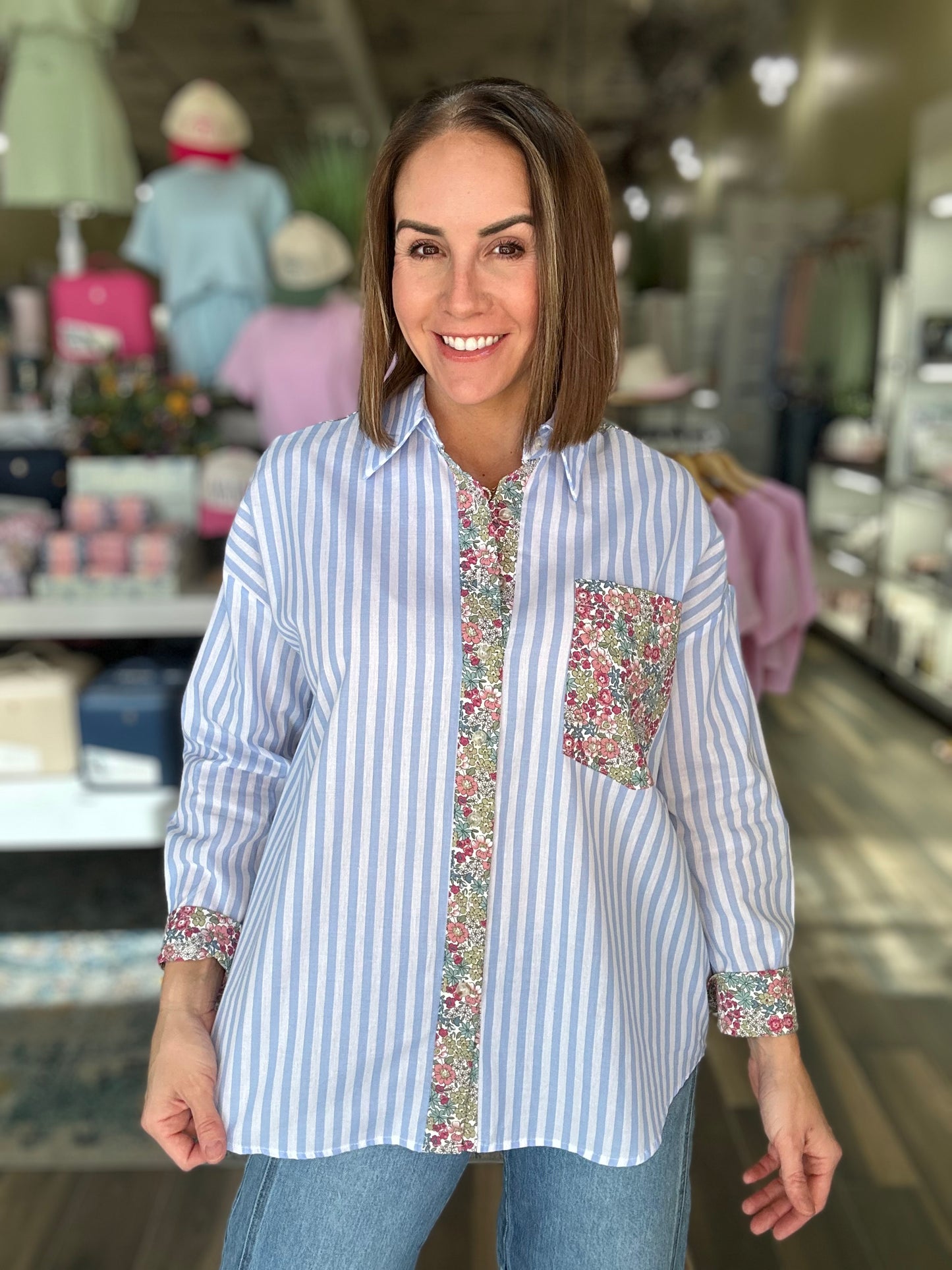 Springtime Stripes and Floral Top