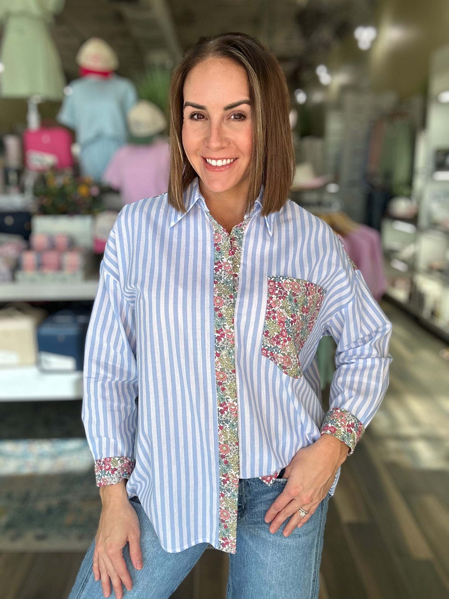 Springtime Stripes and Floral Top