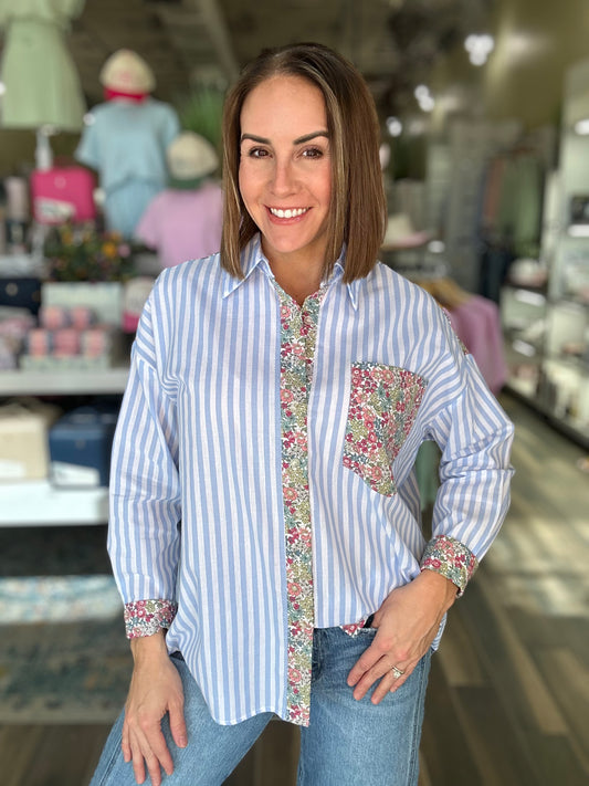 Springtime Stripes and Floral Top