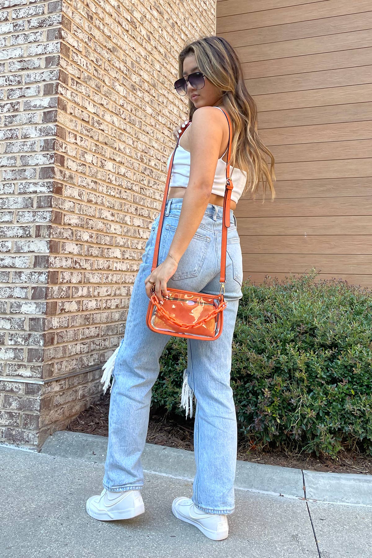 Jessica Stadium Clear Crossbody Purse in Black