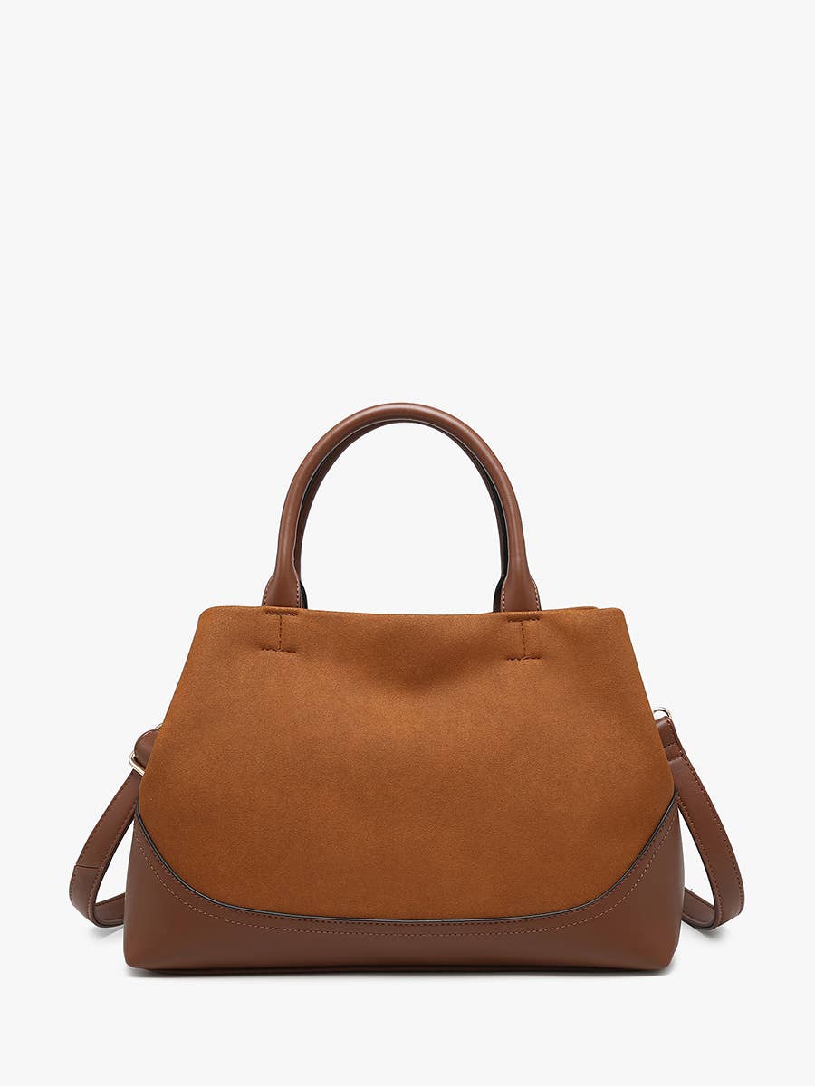 Ximena Suede Satchel Purse in Brown