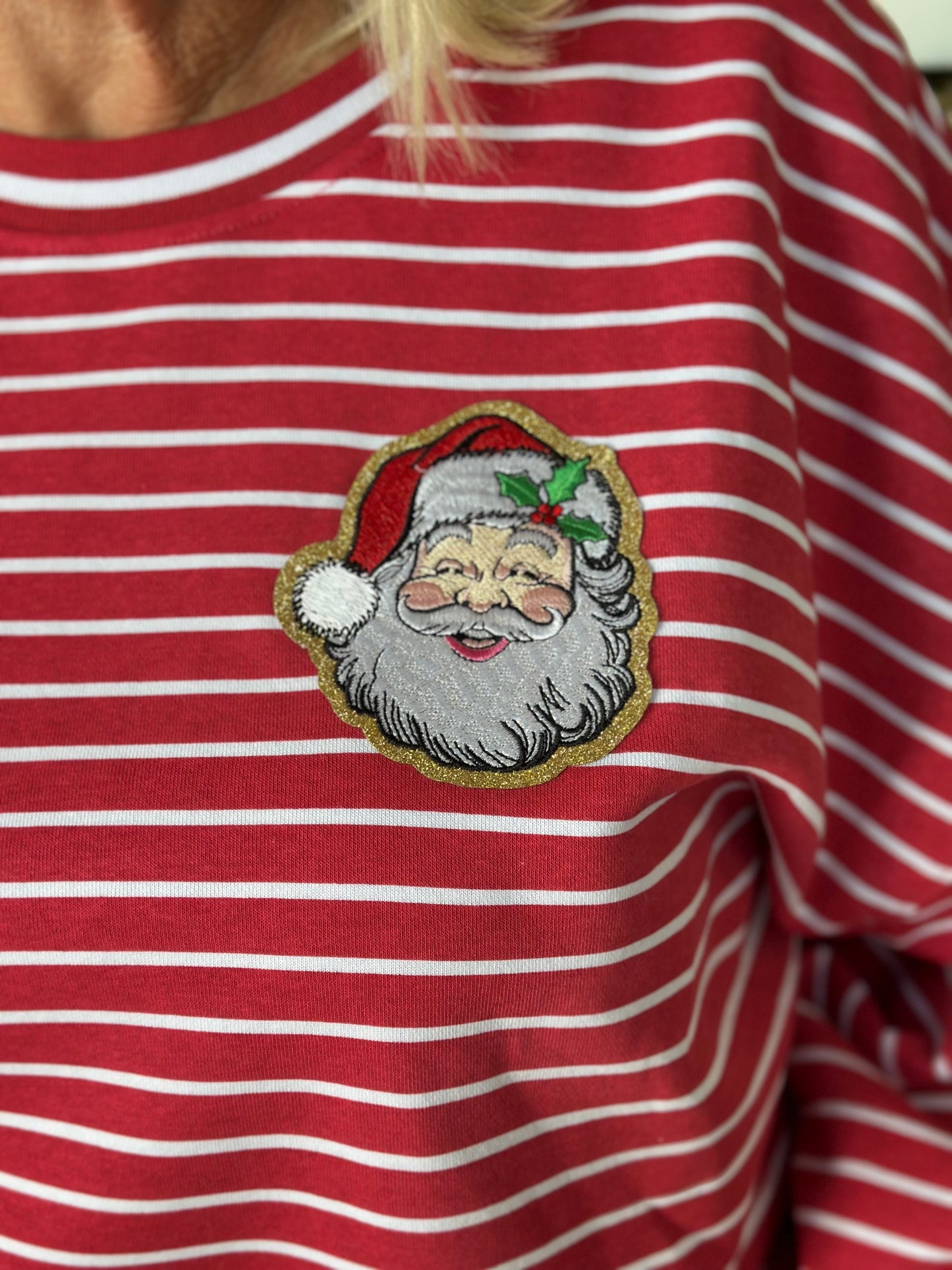 NEW! Santa Baby Varsity Striped Sweatshirt