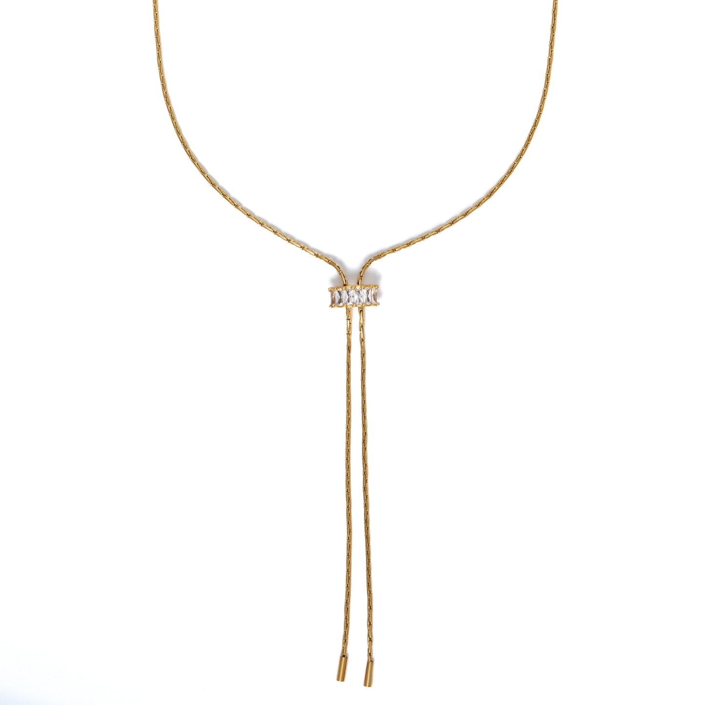 Brenda Grands Gold Baguette Lariat Necklace