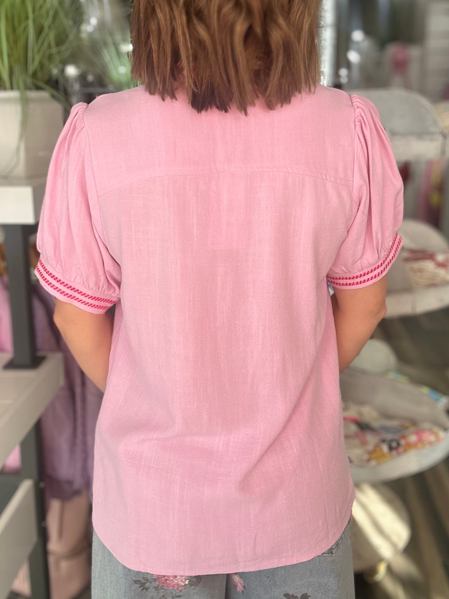 Powerful Pink Embroidered Top