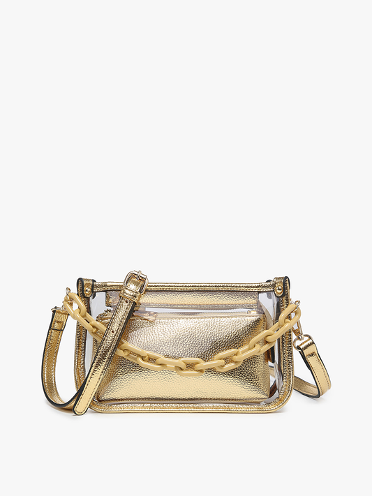 Jessica Stadium Clear Crossbody Purse in Gold
