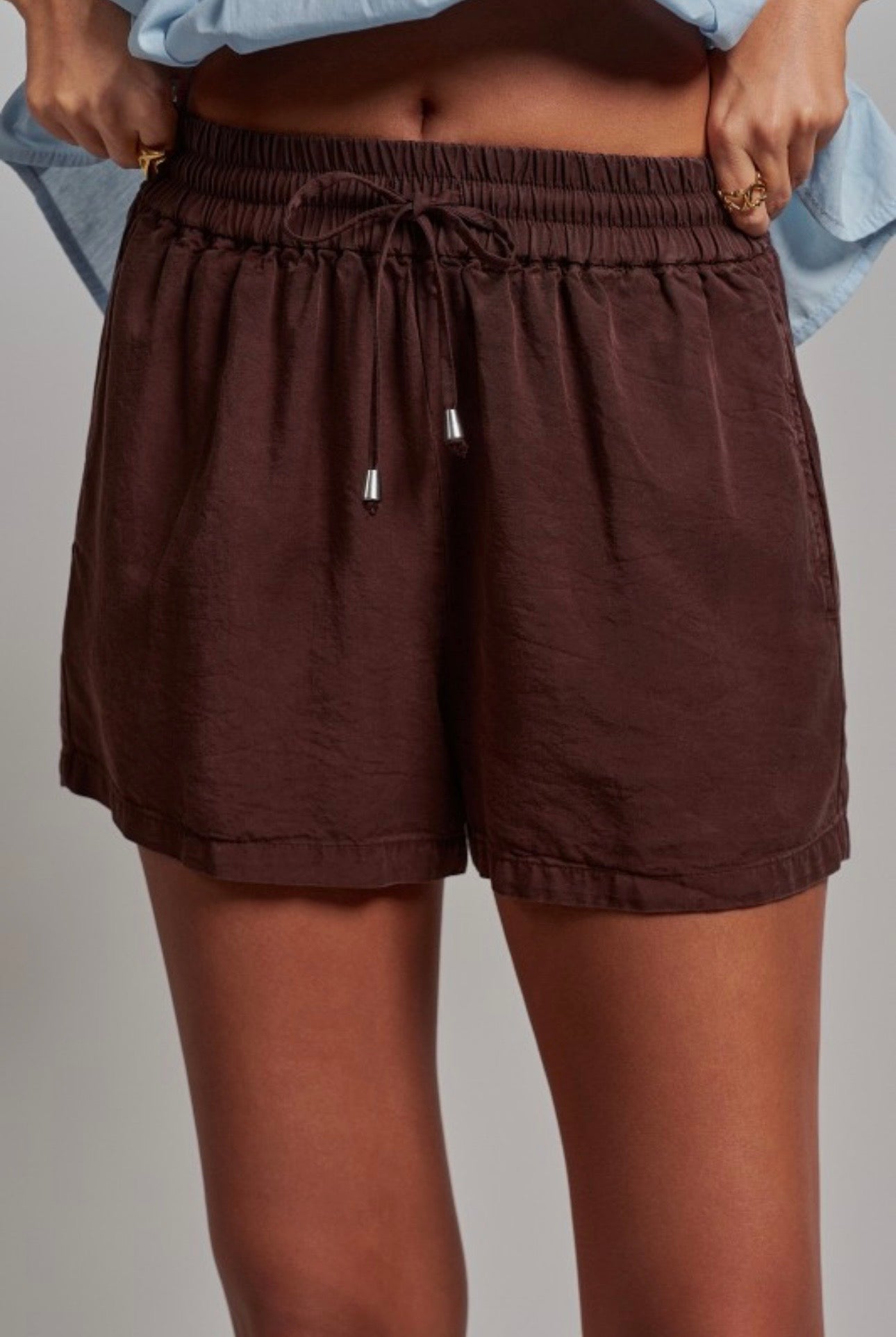 Sun Washed Chambray Shorts in Black