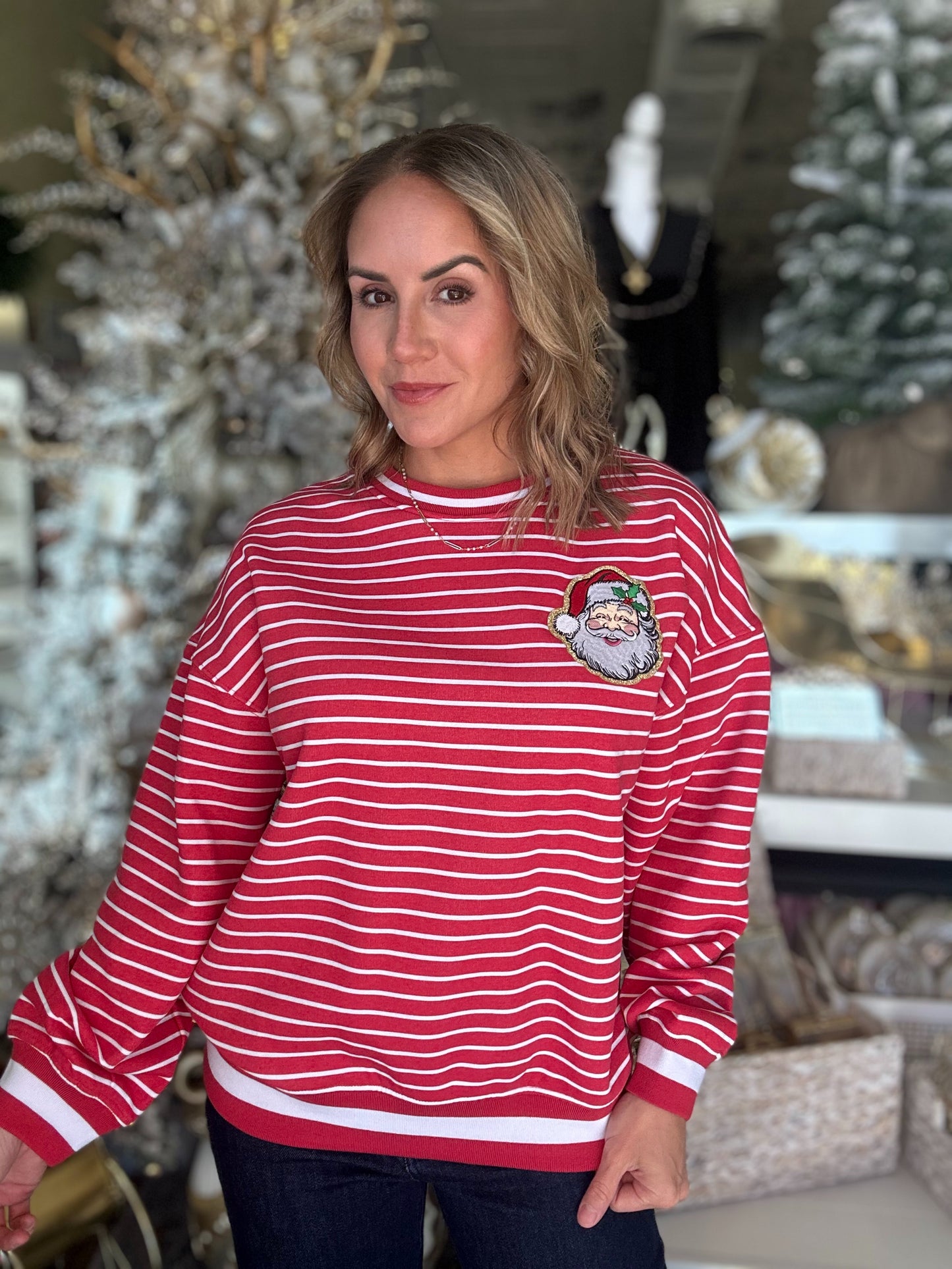 NEW! Santa Baby Varsity Striped Sweatshirt