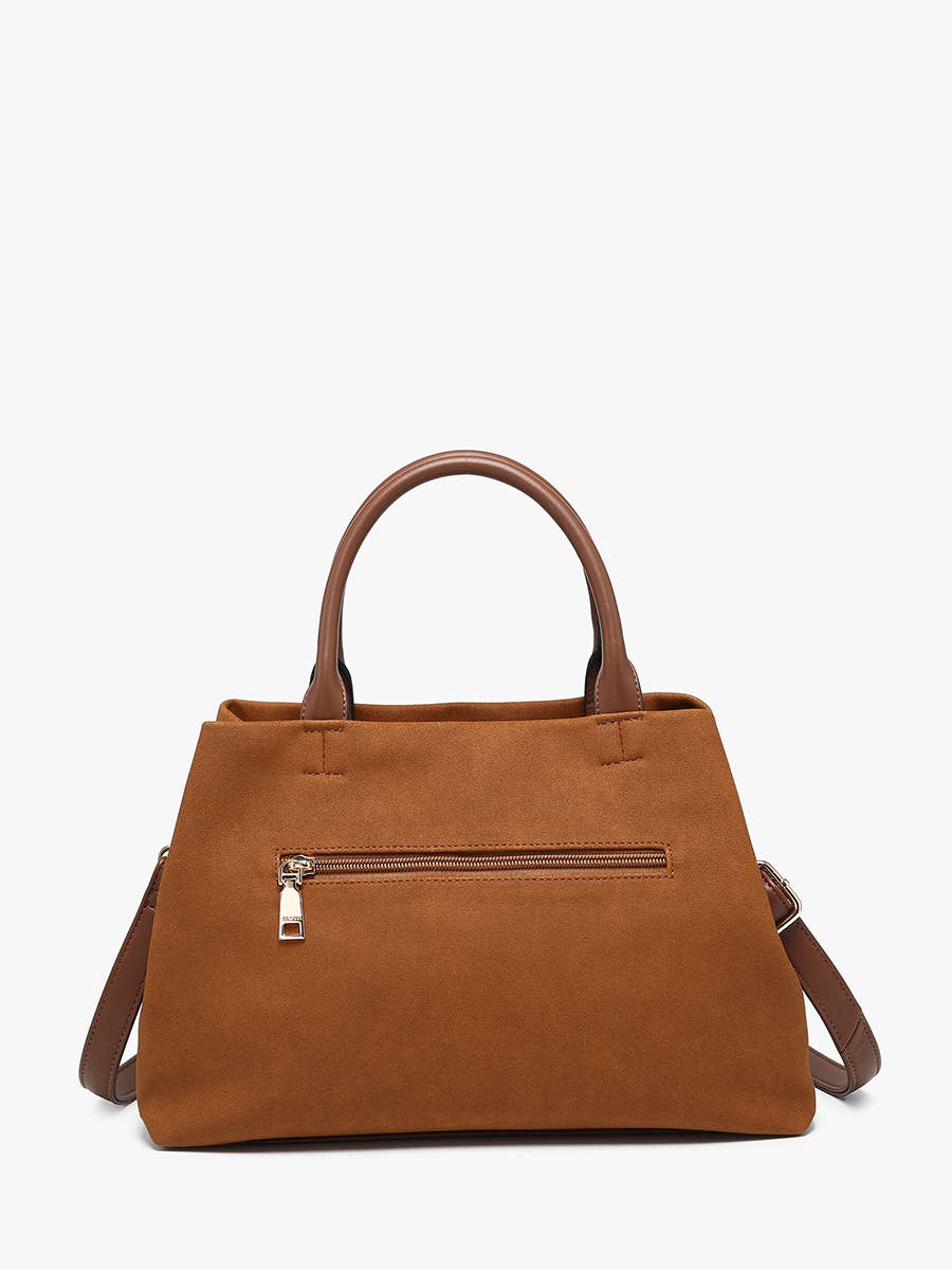 Ximena Suede Satchel Purse in Brown