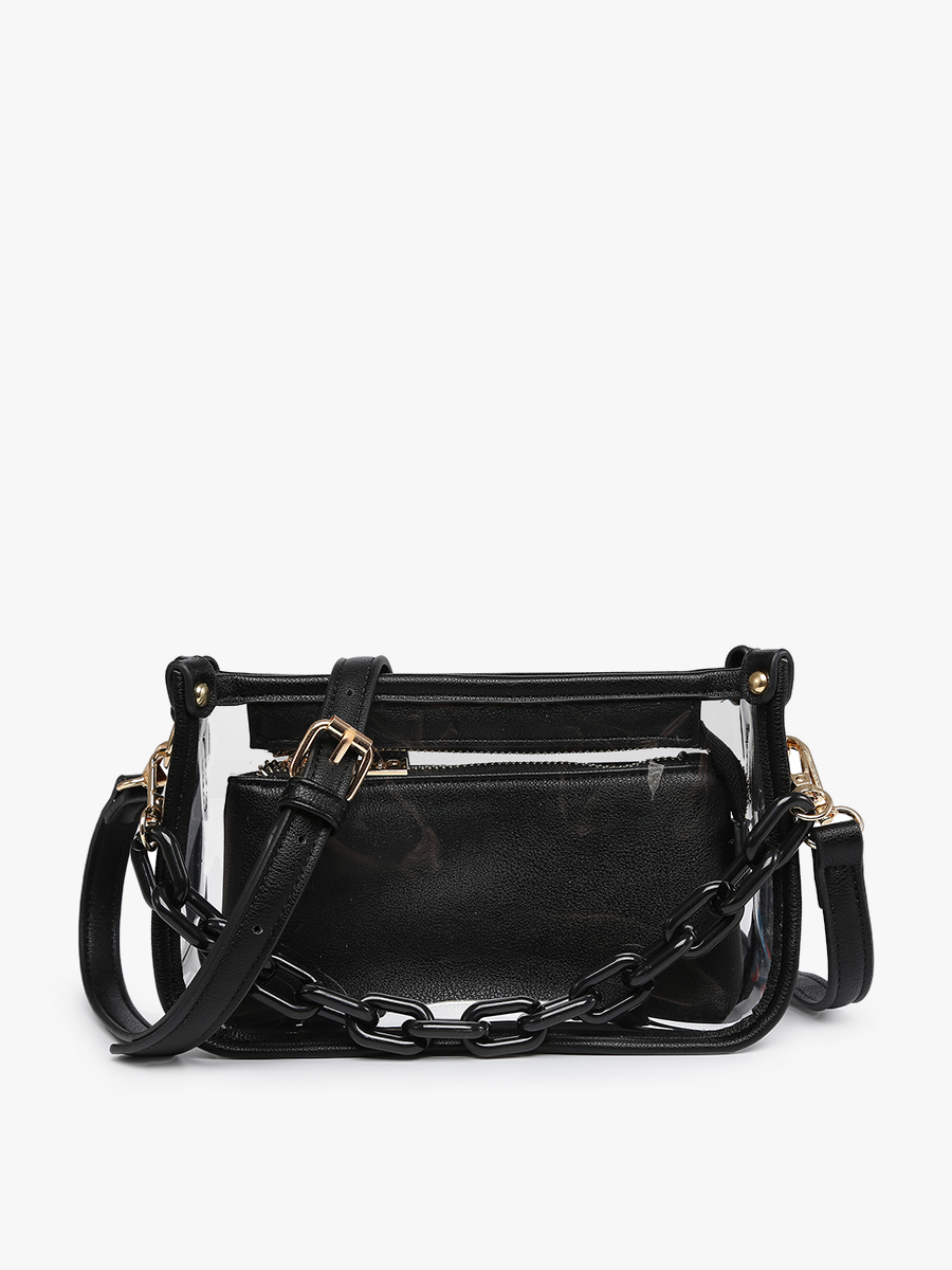 Jessica Stadium Clear Crossbody Purse in Black