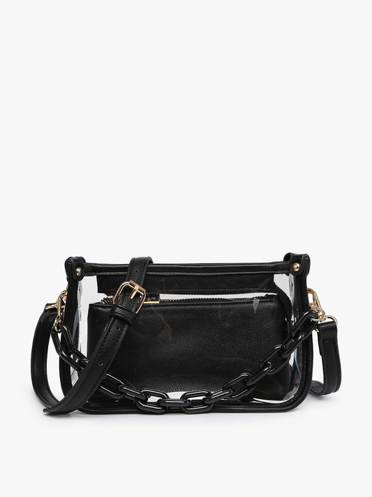 Jessica Stadium Clear Crossbody Purse in Black