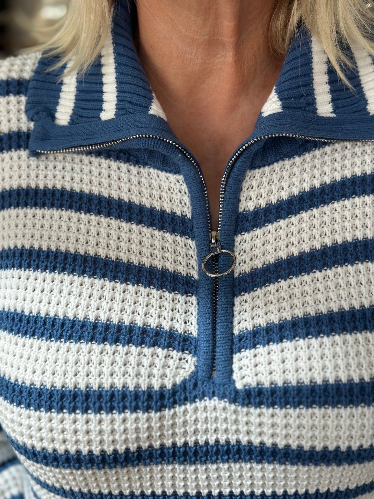 NEW! Crisp Day Stripe Sweater in Blue