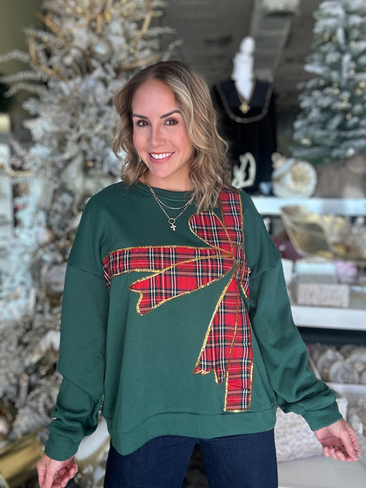 NEW! Pretty Plaid Bow Pullover Top