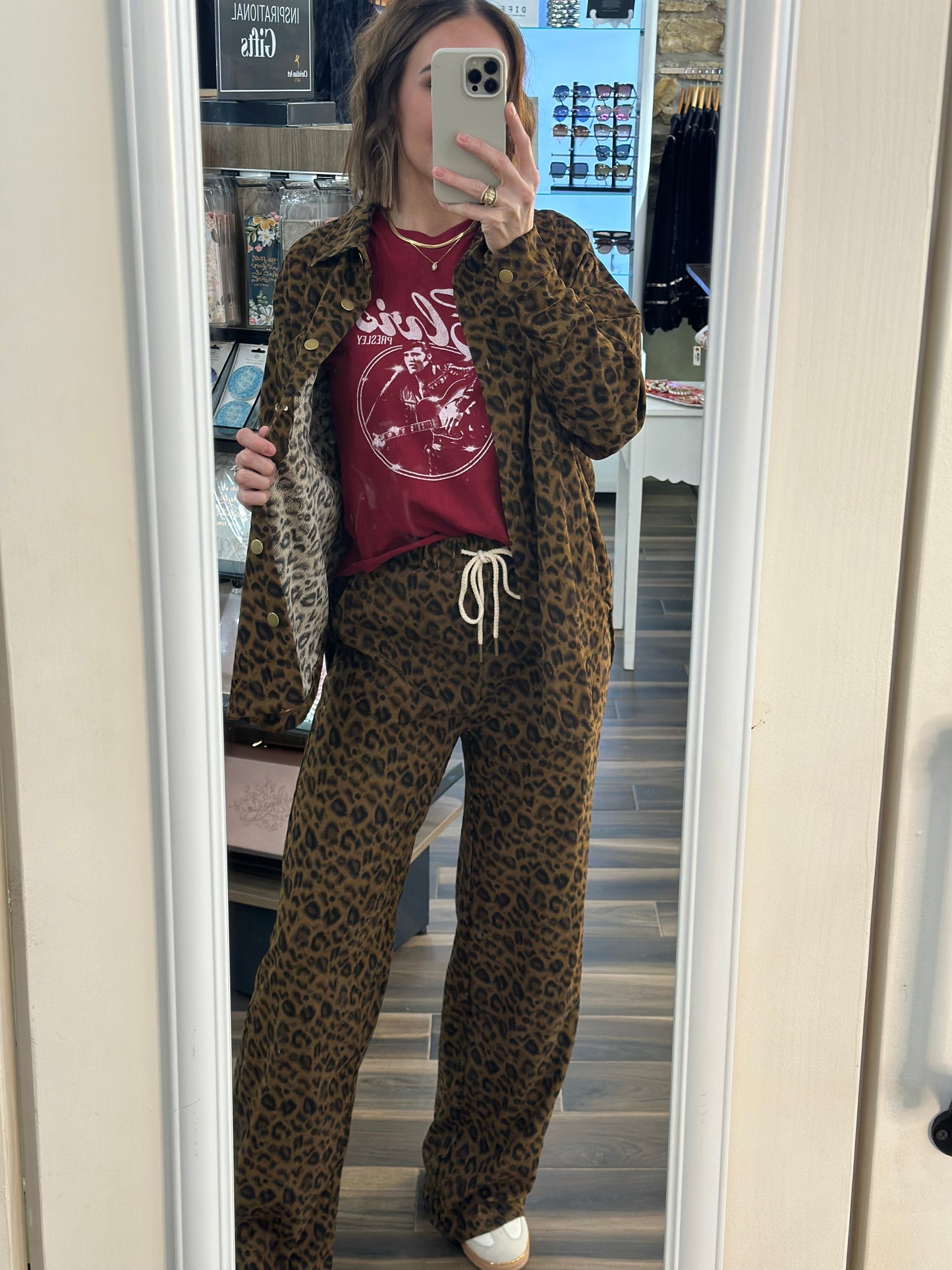 Casual Outing Leopard Pant Set