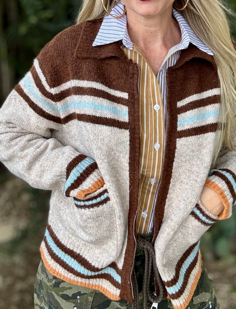 Cowboy Desert Zip Cardigan Top