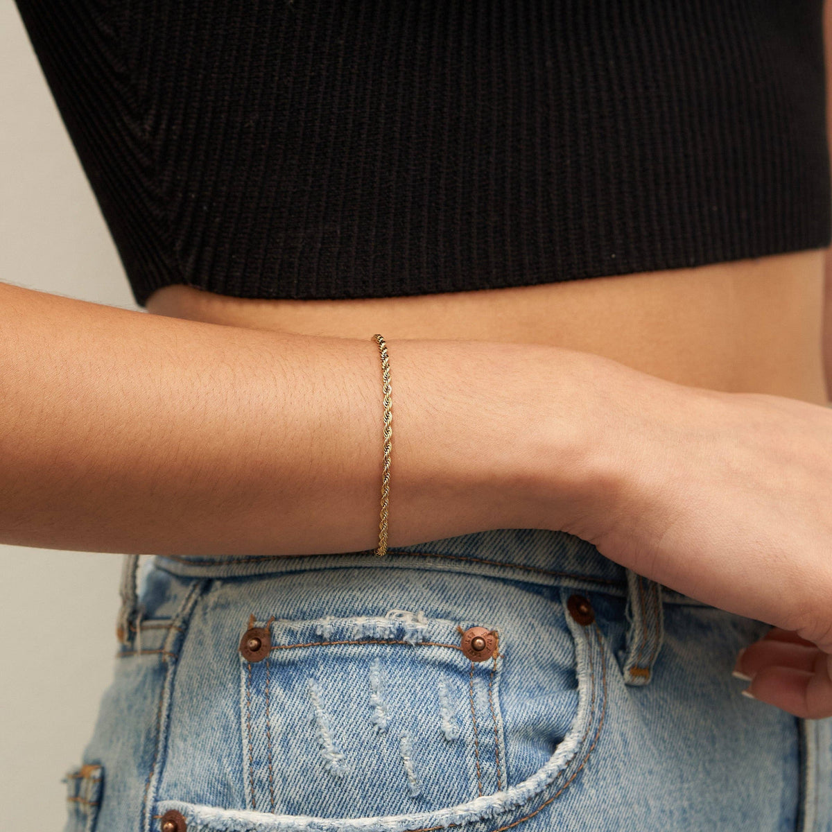Brenda Grands Waterproof Gold Rope Chain Bracelet