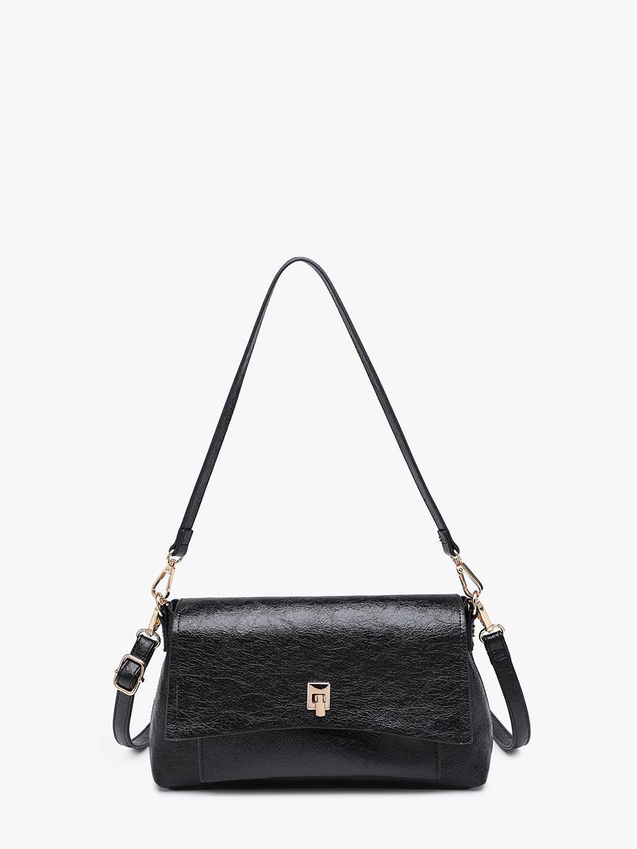 Bella Glossy Shoulder Bag in Black