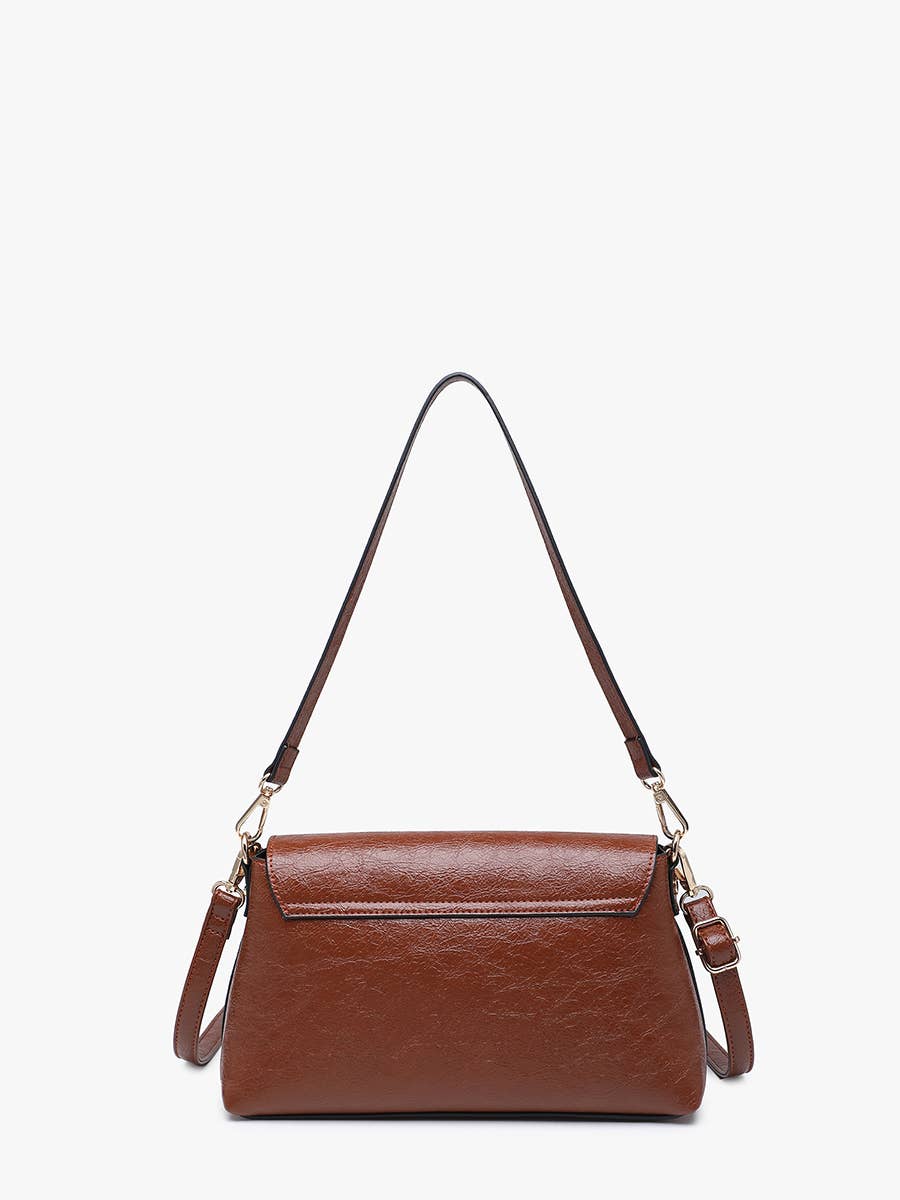Bella Glossy Shoulder Bag in Brown