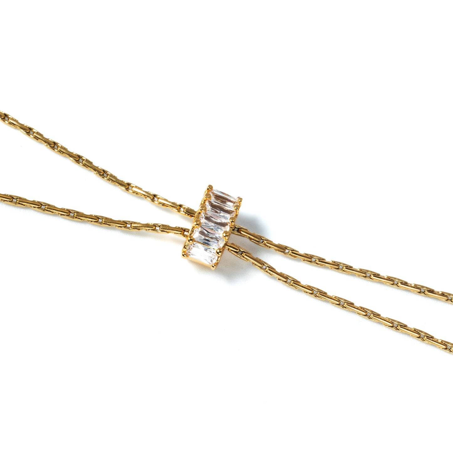 Brenda Grands Gold Baguette Lariat Necklace