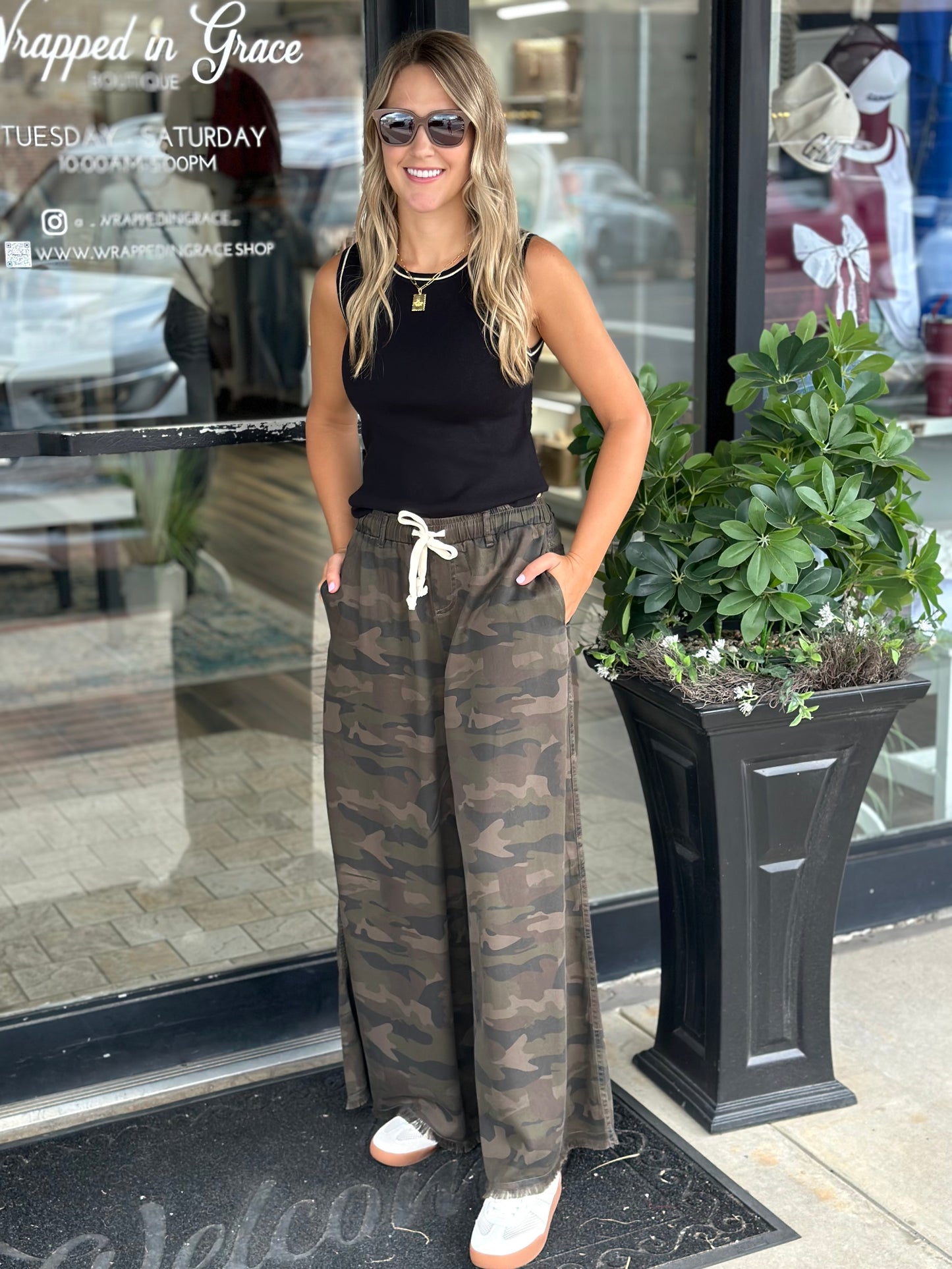 NEW! Vintage Havana Drawstring Pant in Camo