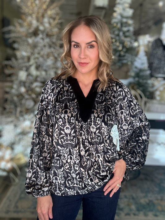 NEW! Royalty Velvet Top in Black