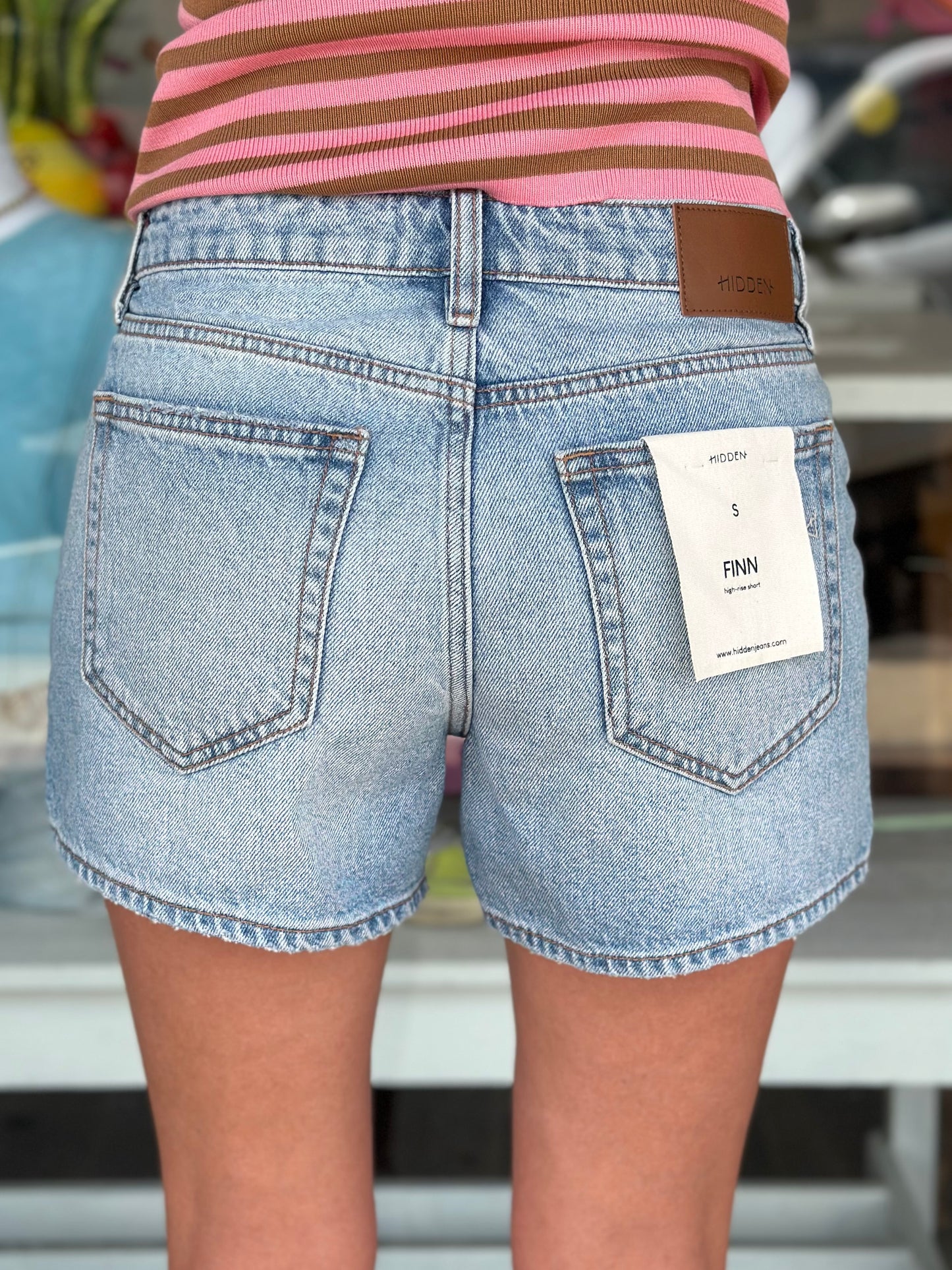 Hidden Walking on Sunshine Mid Rise Denim Shorts