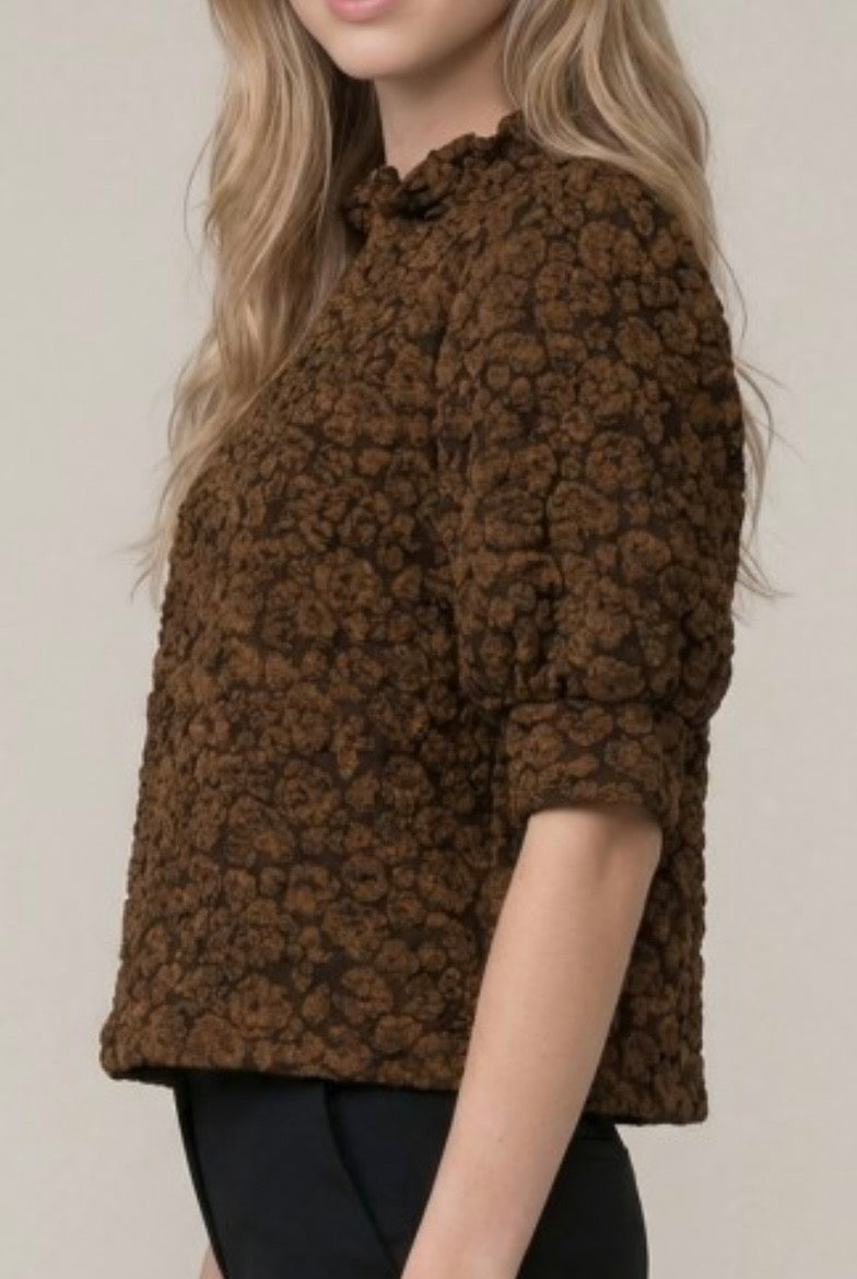 Leopard Textured Top in Brown