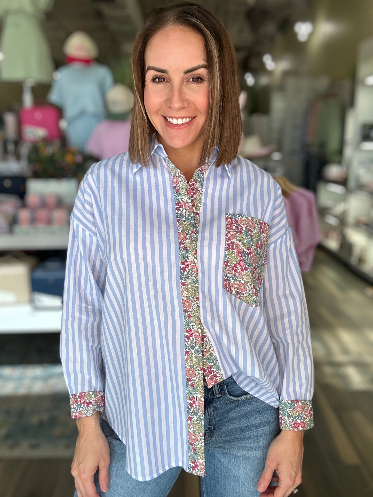 Springtime Stripes and Floral Top