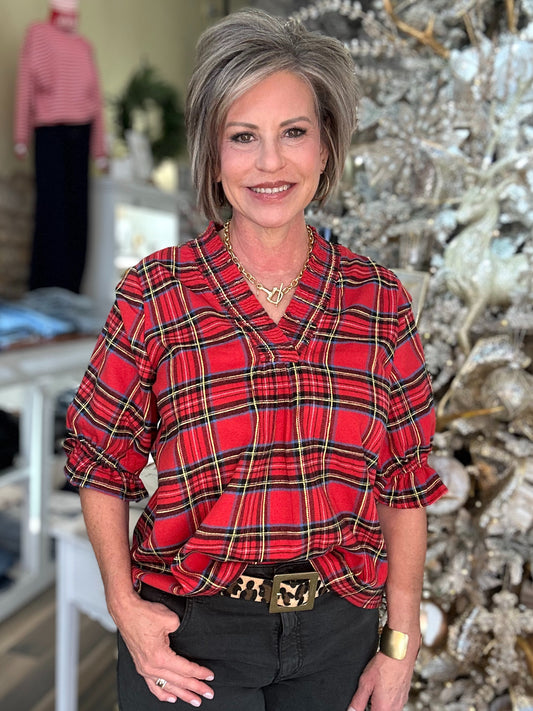 NEW! Home For The Holidays Plaid Top