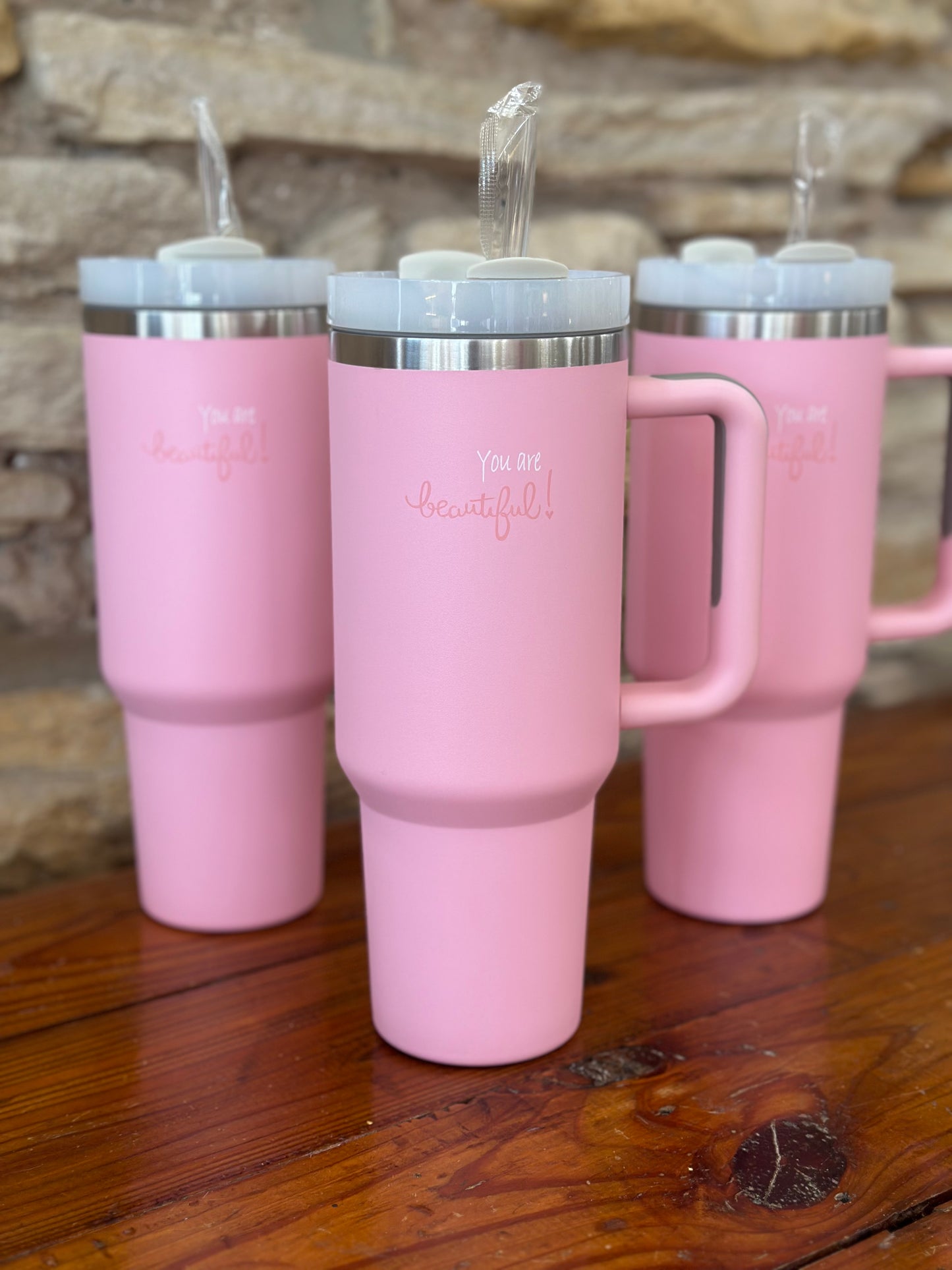 You Are Beautiful Stanley Dupe Cup Pink