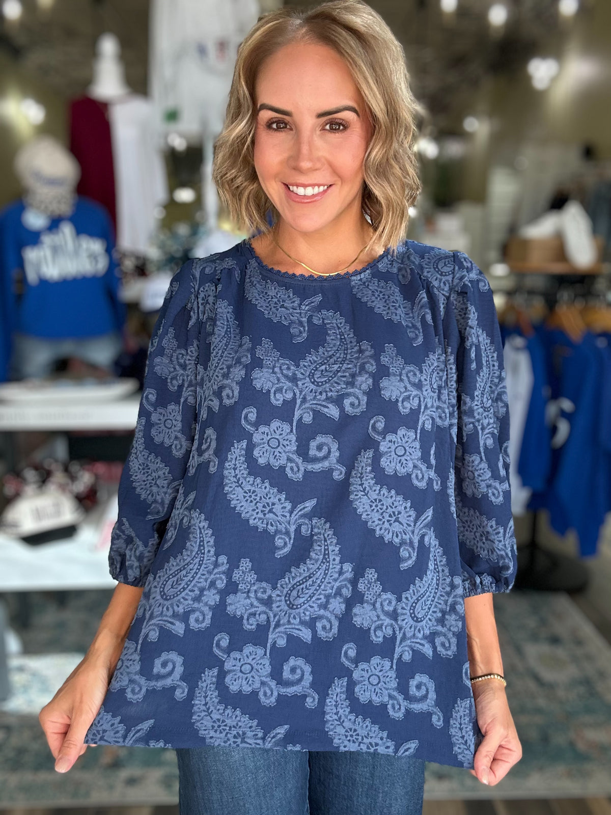 Love in The Details Top in Navy