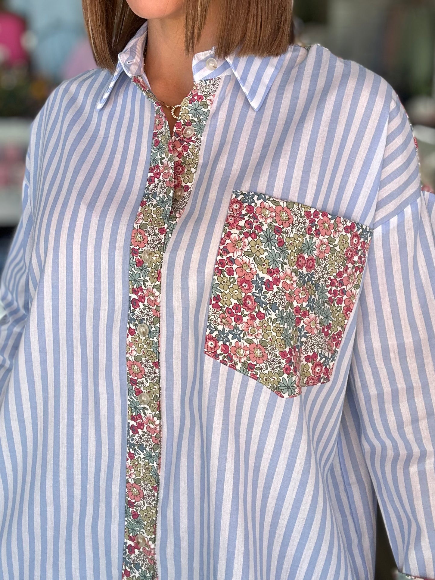 Springtime Stripes and Floral Top