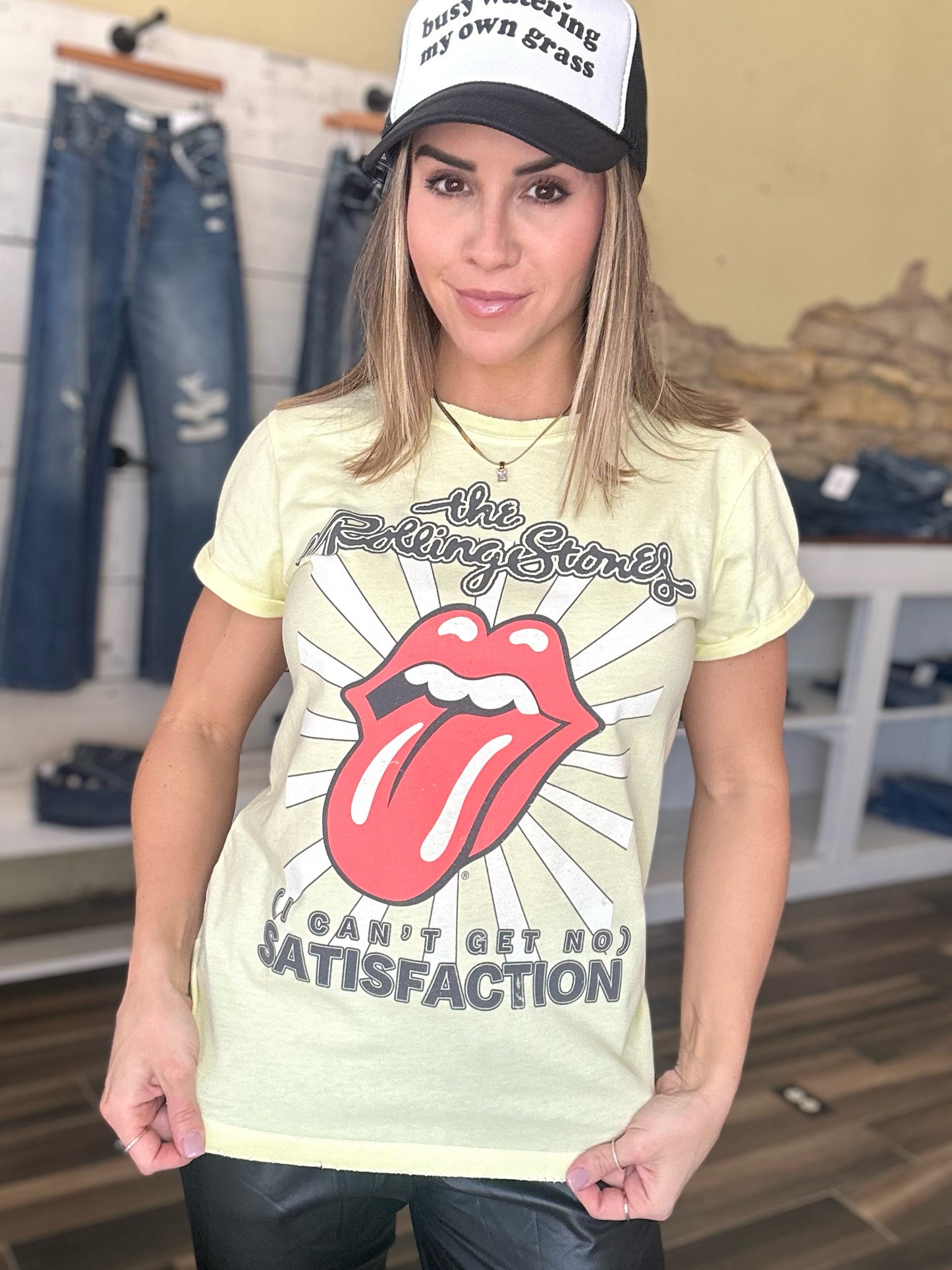 The Rolling Stones Graphic Tee in Light Yellow Extended