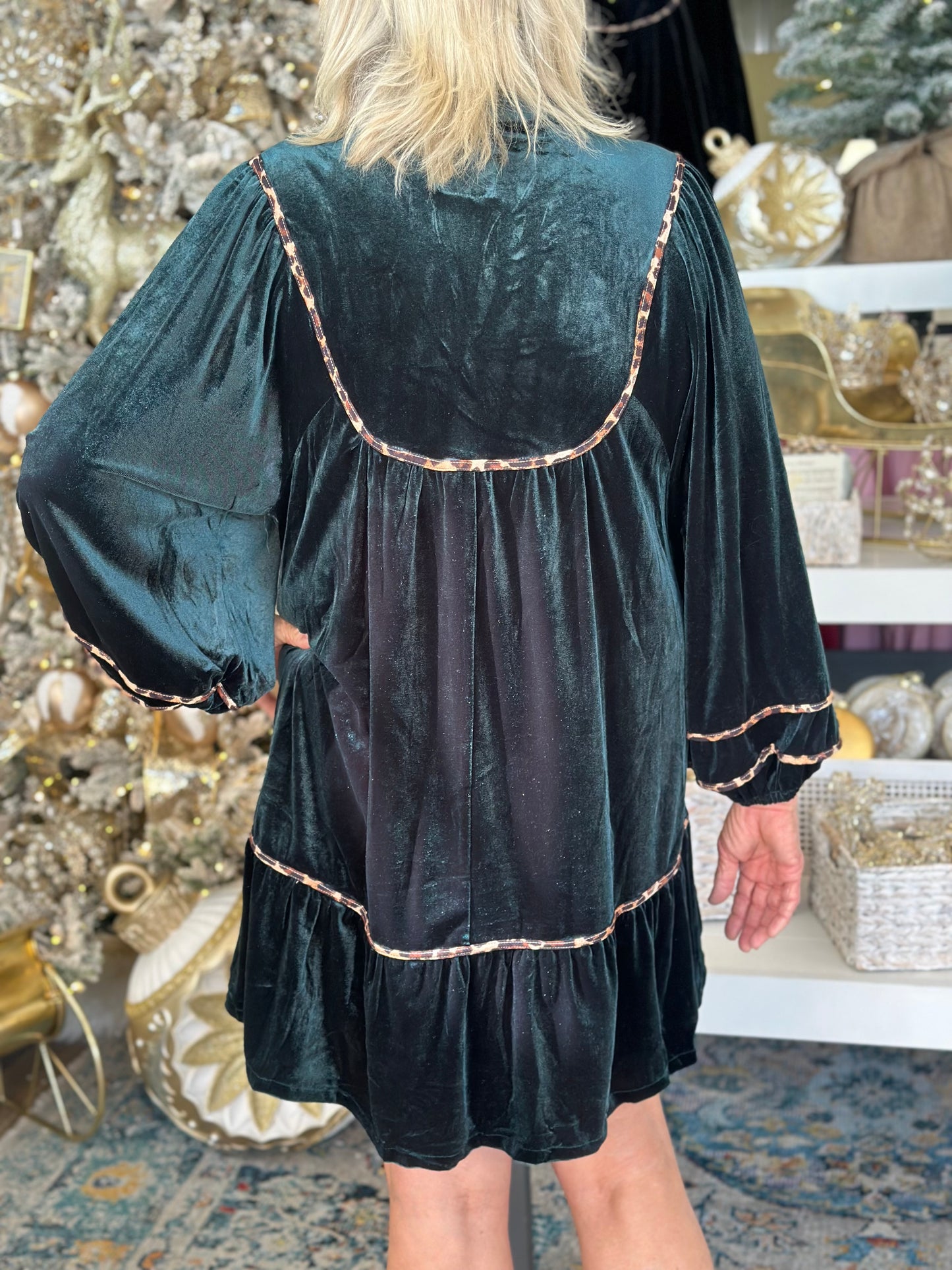 NEW! Holiday Charm Velvet Dress in Teal