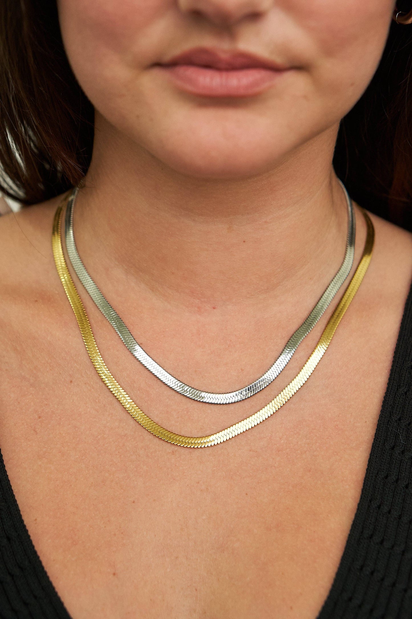 Brenda Grands Waterproof Large Gold Herringbone Necklace
