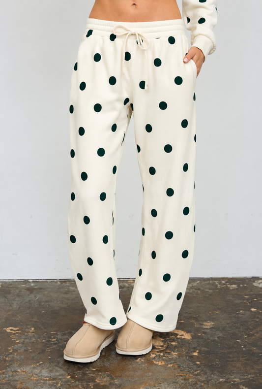 Holiday Comfort Polka Dot Lounge Pants in Green