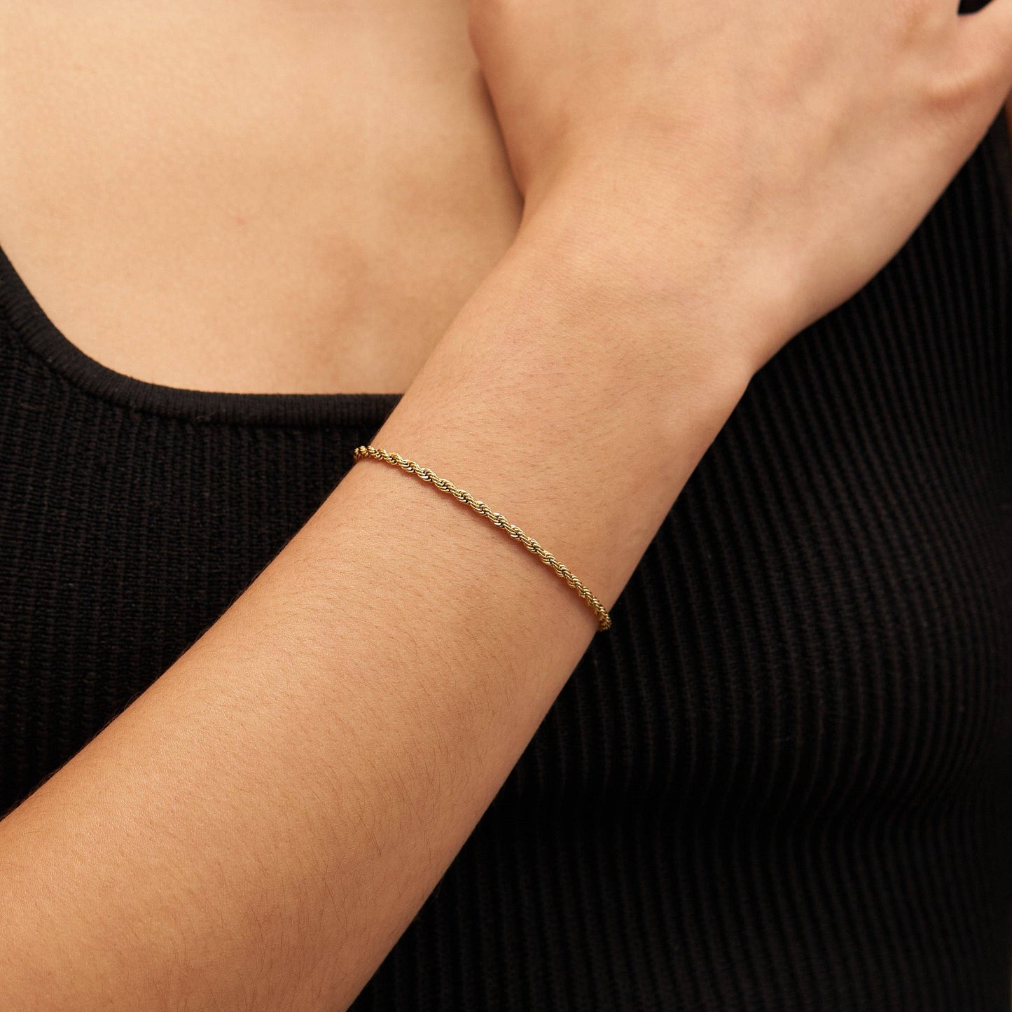 Brenda Grands Waterproof Gold Rope Chain Bracelet