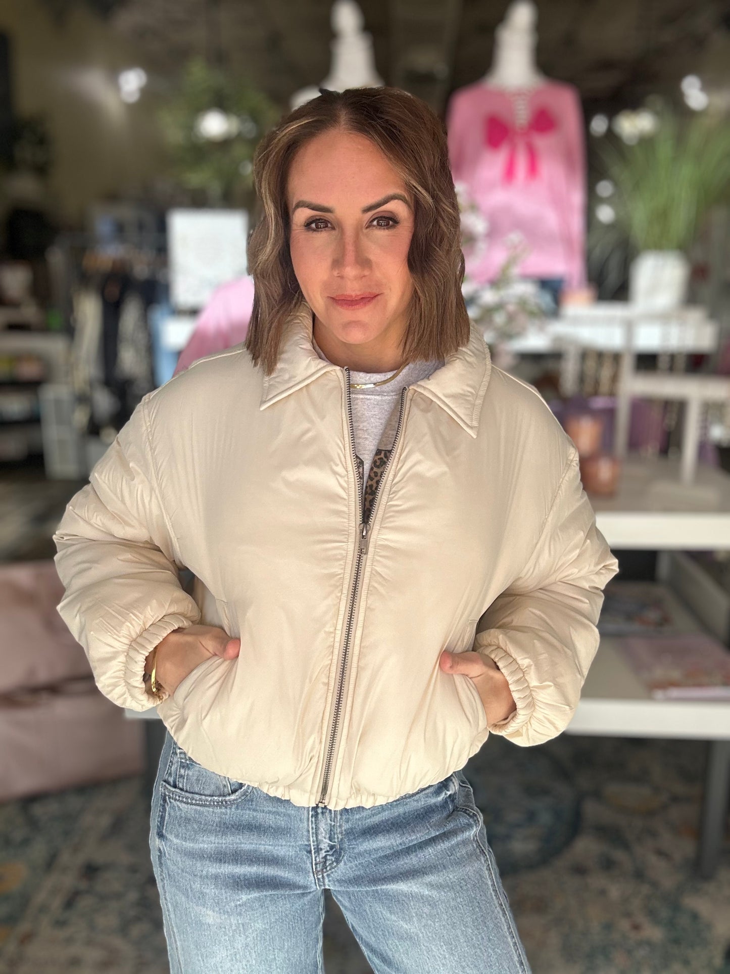 Cozy Up Bomber Jacket in Cream