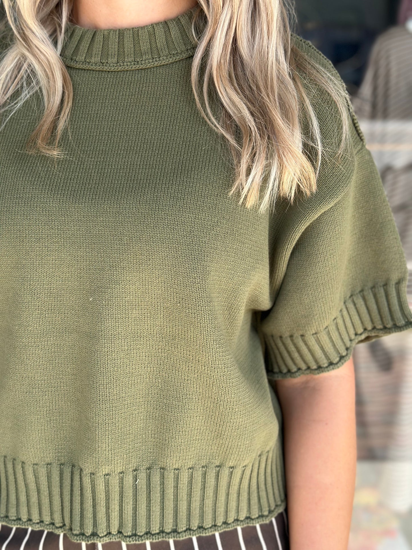 Downtown Cozy Sweater Top in Olive