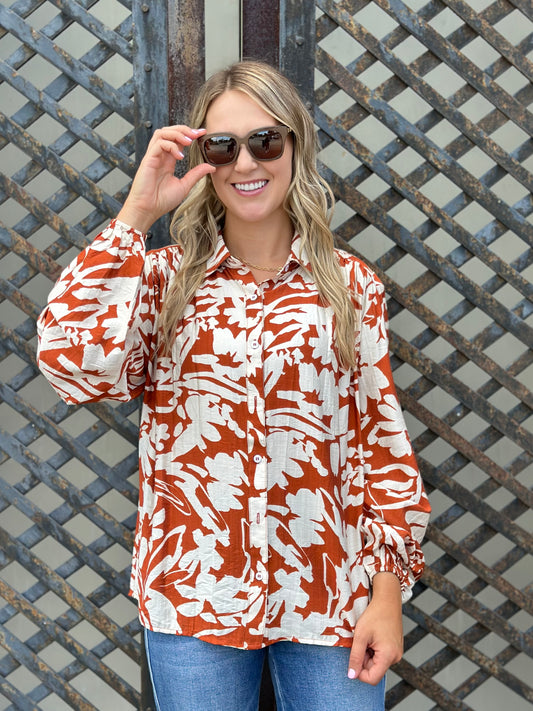 NEW! Rusty Flowers Floral Top