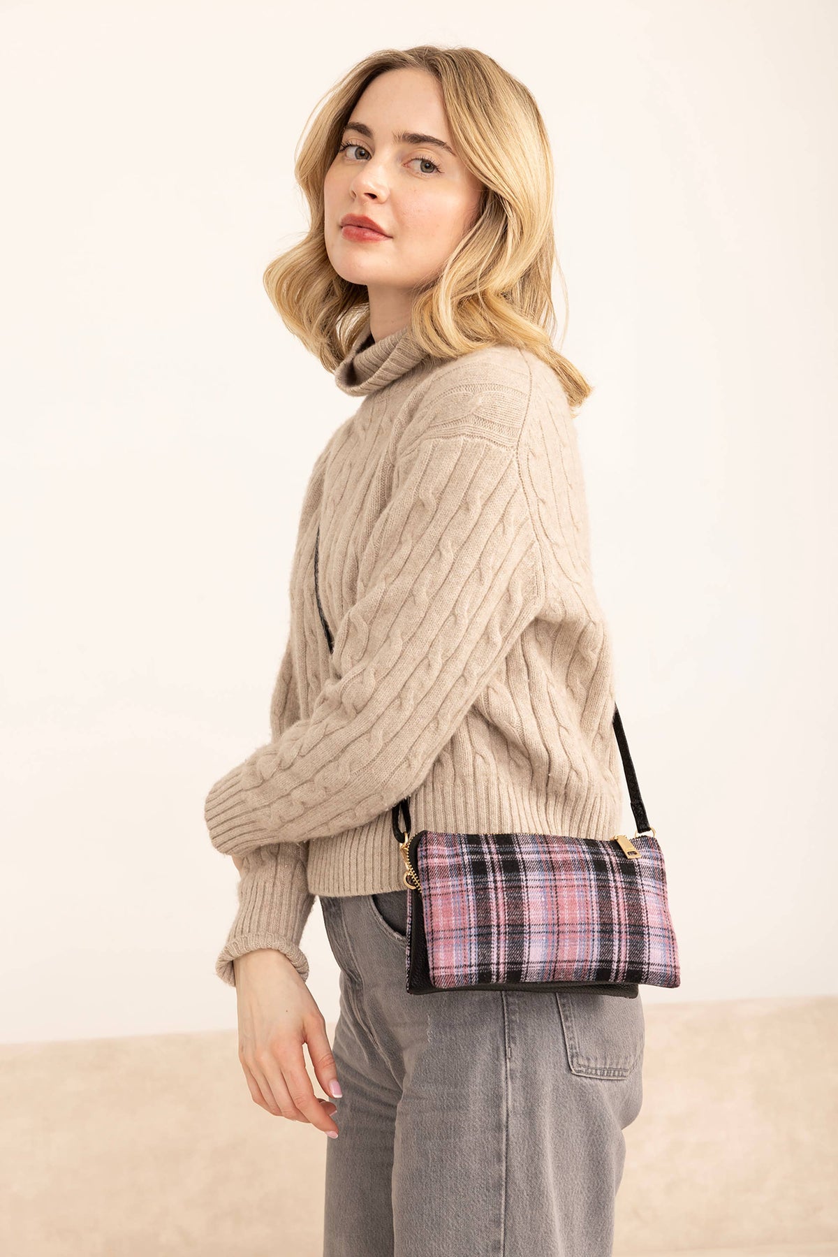 Riley Navy Plaid Crossbody
